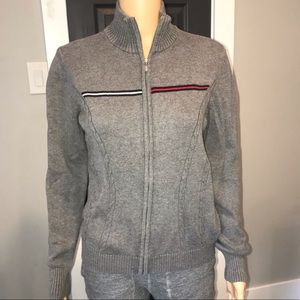 Y2K Tommy Hilfiger preppy zip cotton mock neck sweater